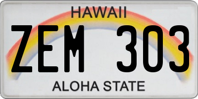 HI license plate ZEM303