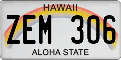 HI license plate ZEM306