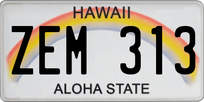 HI license plate ZEM313