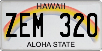 HI license plate ZEM320