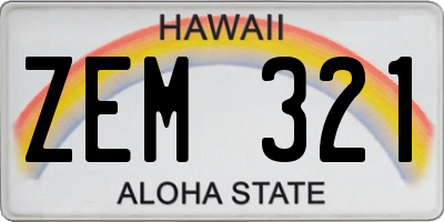 HI license plate ZEM321
