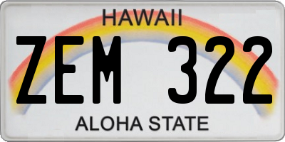 HI license plate ZEM322