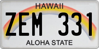 HI license plate ZEM331