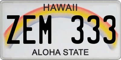 HI license plate ZEM333
