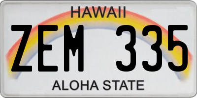 HI license plate ZEM335