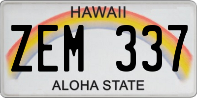 HI license plate ZEM337