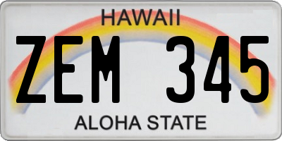 HI license plate ZEM345