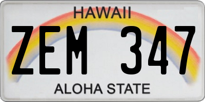 HI license plate ZEM347