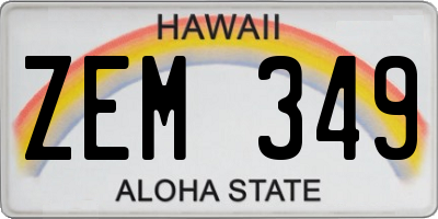 HI license plate ZEM349