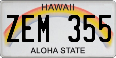 HI license plate ZEM355