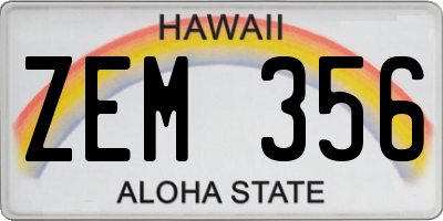 HI license plate ZEM356