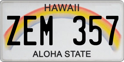 HI license plate ZEM357