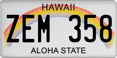 HI license plate ZEM358