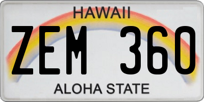 HI license plate ZEM360
