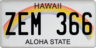 HI license plate ZEM366
