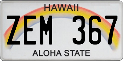 HI license plate ZEM367