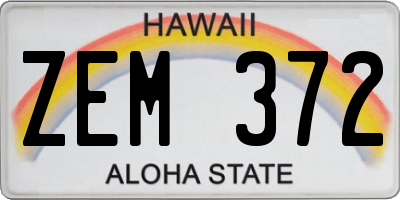 HI license plate ZEM372