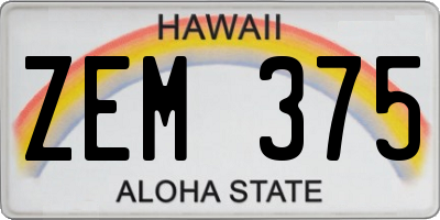 HI license plate ZEM375