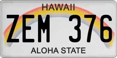 HI license plate ZEM376