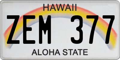 HI license plate ZEM377