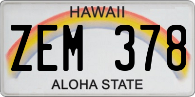 HI license plate ZEM378