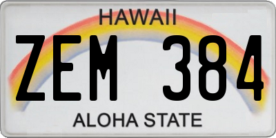 HI license plate ZEM384