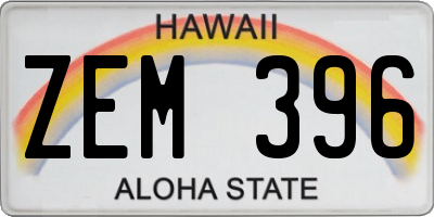 HI license plate ZEM396