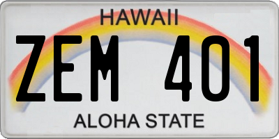 HI license plate ZEM401