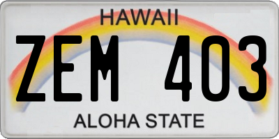 HI license plate ZEM403