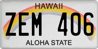 HI license plate ZEM406