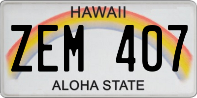 HI license plate ZEM407
