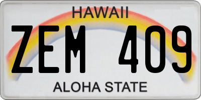 HI license plate ZEM409