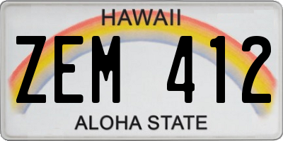 HI license plate ZEM412