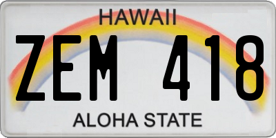 HI license plate ZEM418