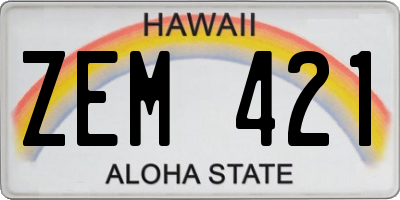 HI license plate ZEM421