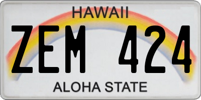 HI license plate ZEM424