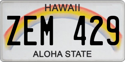 HI license plate ZEM429