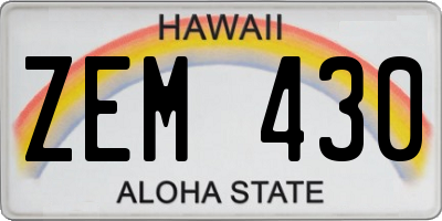 HI license plate ZEM430