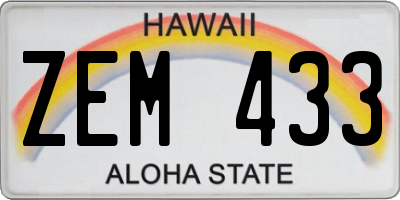 HI license plate ZEM433