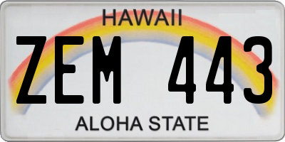 HI license plate ZEM443