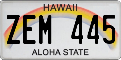 HI license plate ZEM445