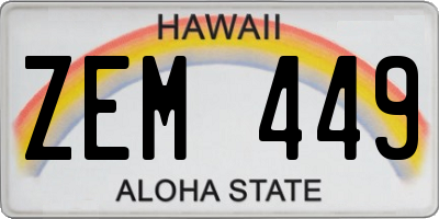 HI license plate ZEM449