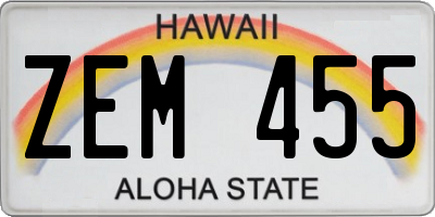 HI license plate ZEM455