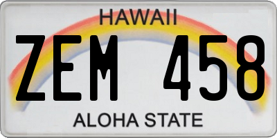 HI license plate ZEM458