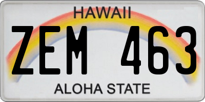 HI license plate ZEM463