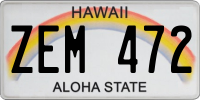 HI license plate ZEM472