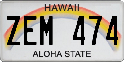 HI license plate ZEM474