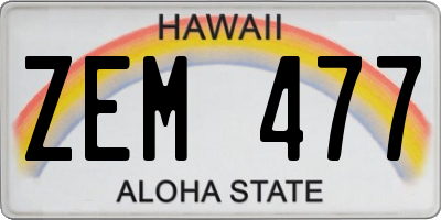 HI license plate ZEM477