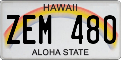 HI license plate ZEM480