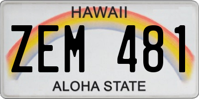 HI license plate ZEM481